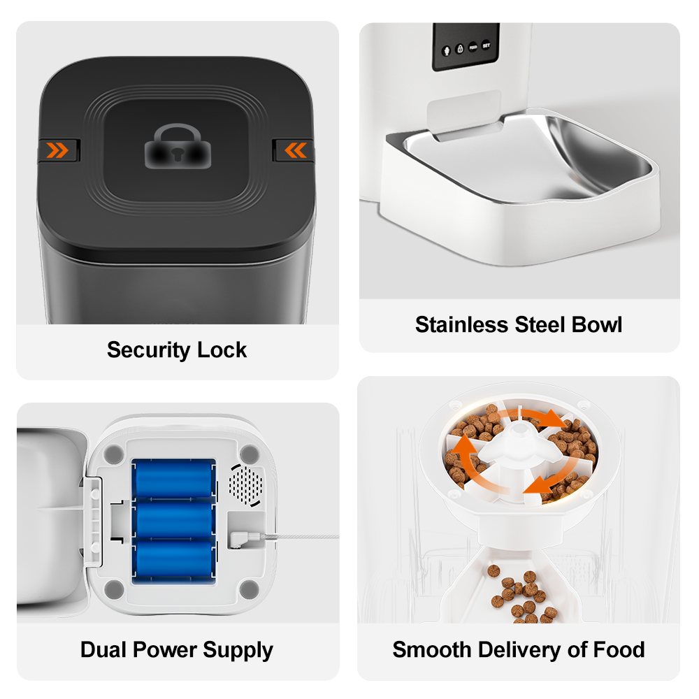 dudupet Pet Food Dispenser Real Time App Remote Control 3L Smart Automatic Dog Cat Feeder - DU3L-VS