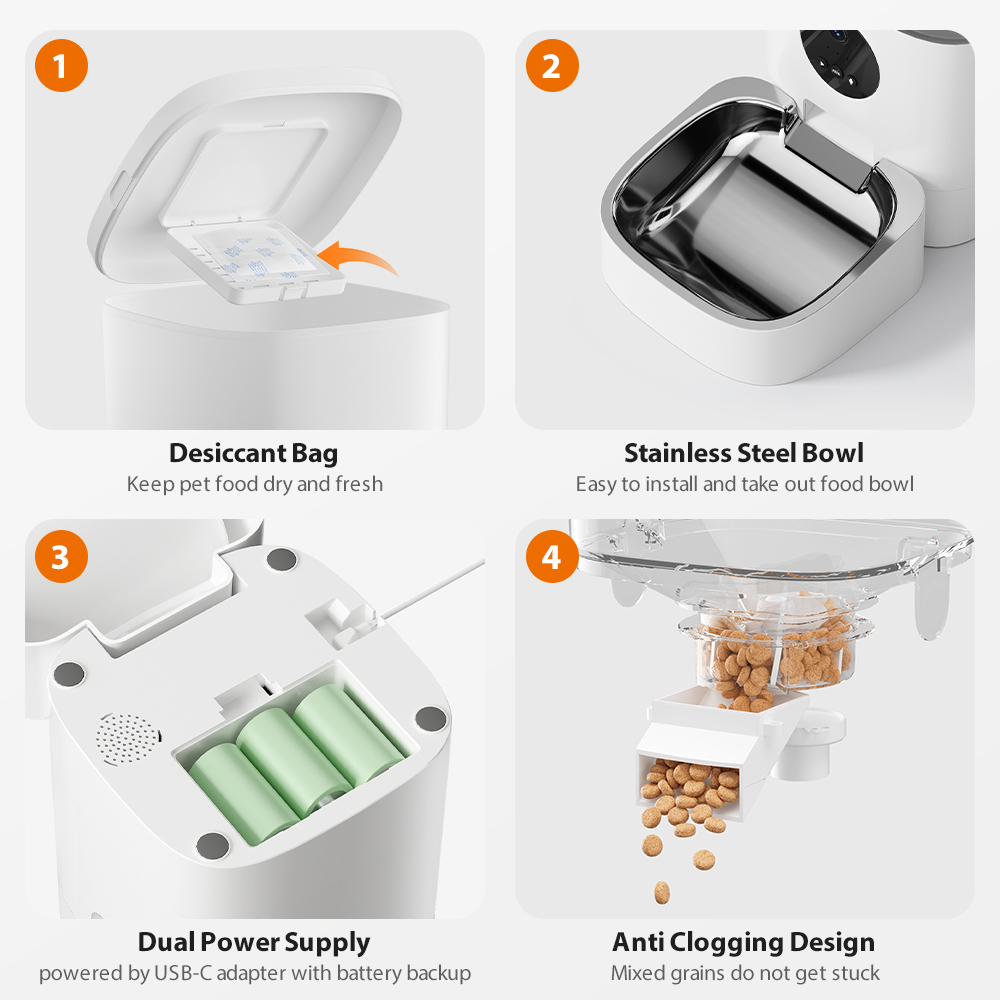 dudupet Smart Pet Food Feeder App Remote Feeding Machine 4L 6L 1080P Visual Automatic Pet Feeder  - DU4L-V/DU6L-V