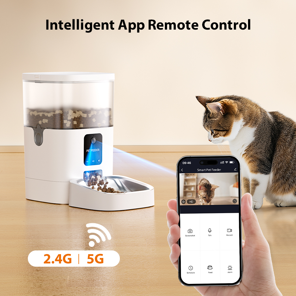 dudupet Automatic Cat Pet Food Dispenser 4L 6L Timed Pet Feeder With Stainless Steel Bowls 