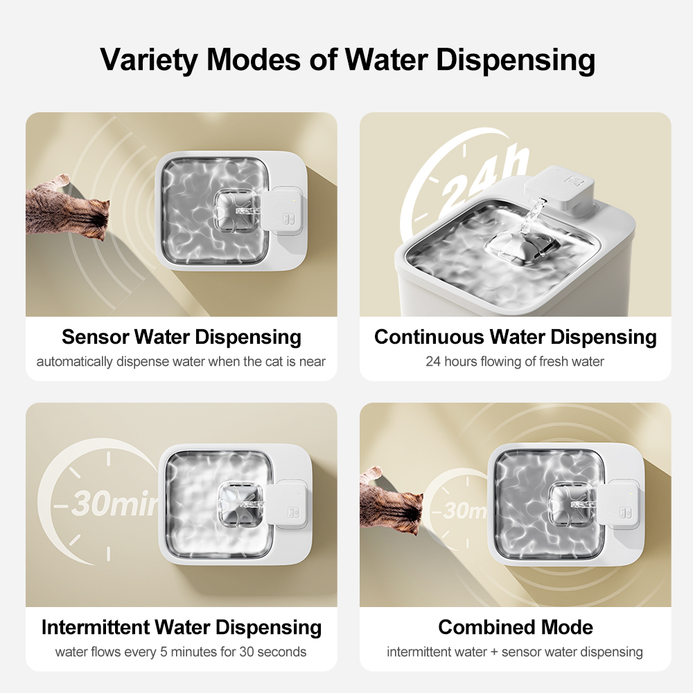 dudupet Pet Drinking Fountain Stainless Wireless Ultra Quiet Pet Water Fountain For Cat Dog Water Drinking Dispenser