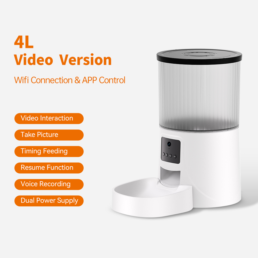 Automatic Feeding 24 Hour Real-Time Monitoring Smart Pet Feeder 4L Smart Dog Cat Feeder With Abs Material