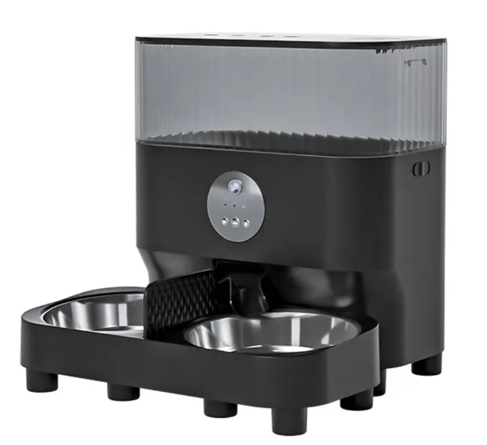 Two High Risers Stainless Steel Double Food Bowl Camera Auto Pet Food Cat Automatic Dog Feeder