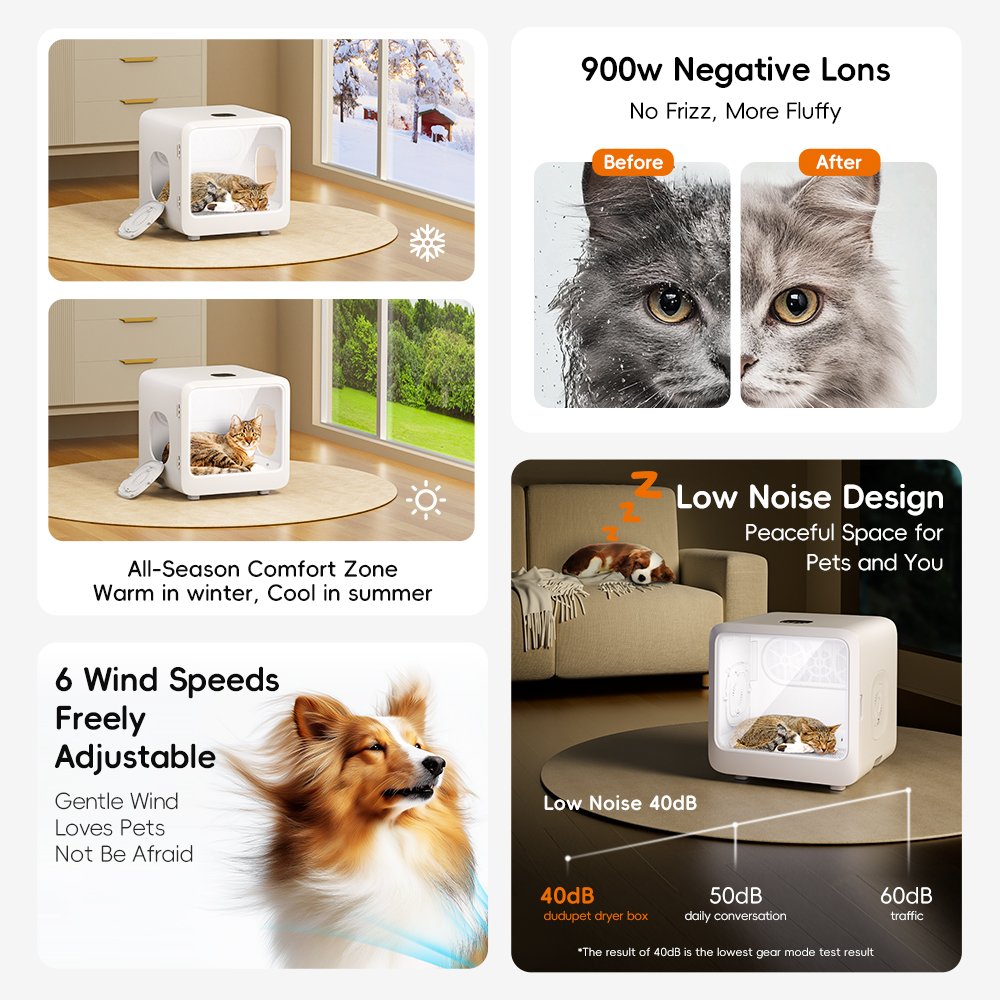 dudupet New Arrival Automatic Pet Hair Grooming Drying Machine Cat Dryer Box Pet Dry Room For Dog