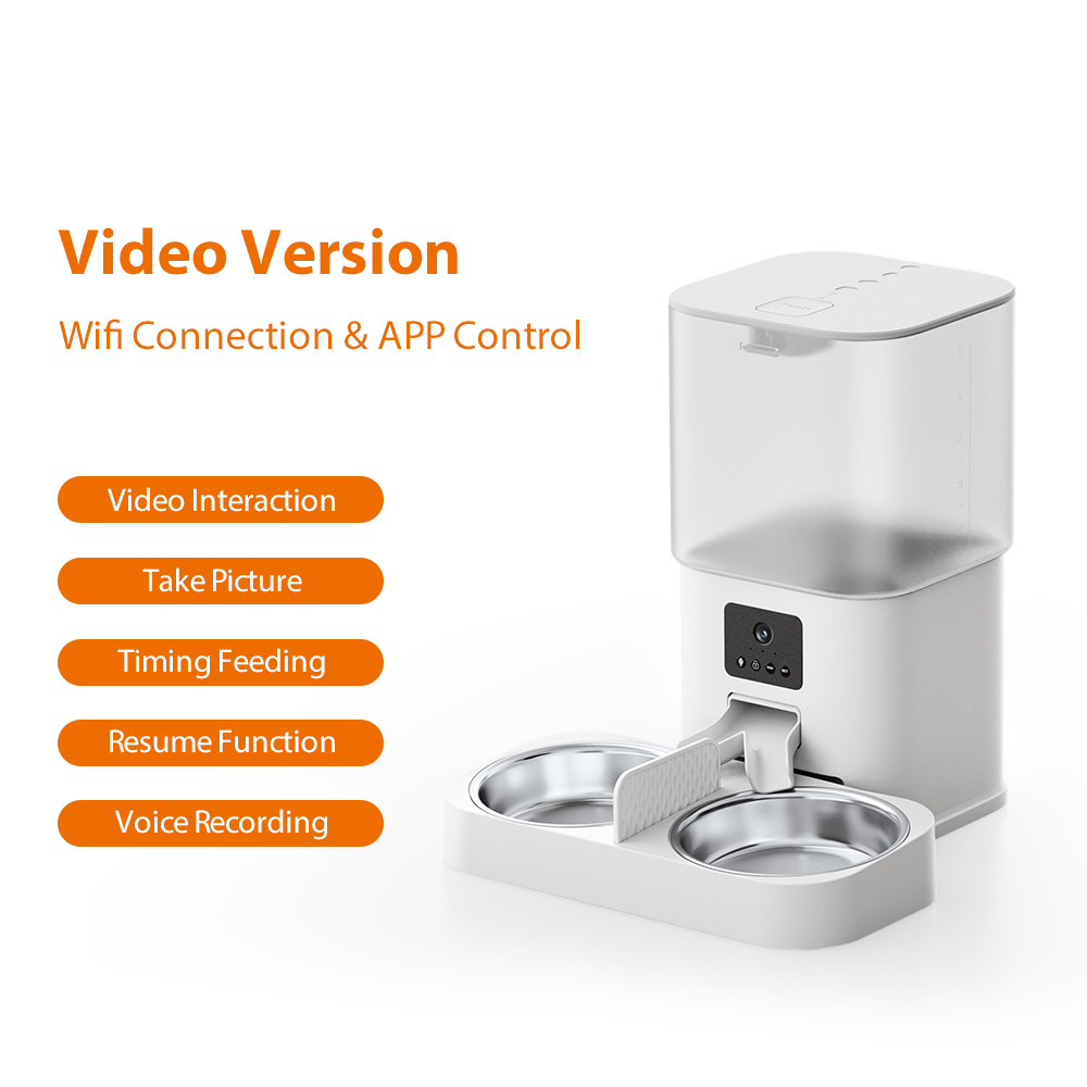 Mobile Phone Control 2-Way Audio WiFi Smart Feeder HD 1080P Camera 6L Video Automatic Pet Feeder