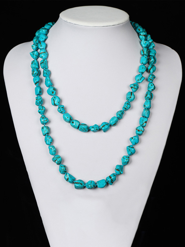 Ethnic Style Irregular Turquoise Long Necklace
