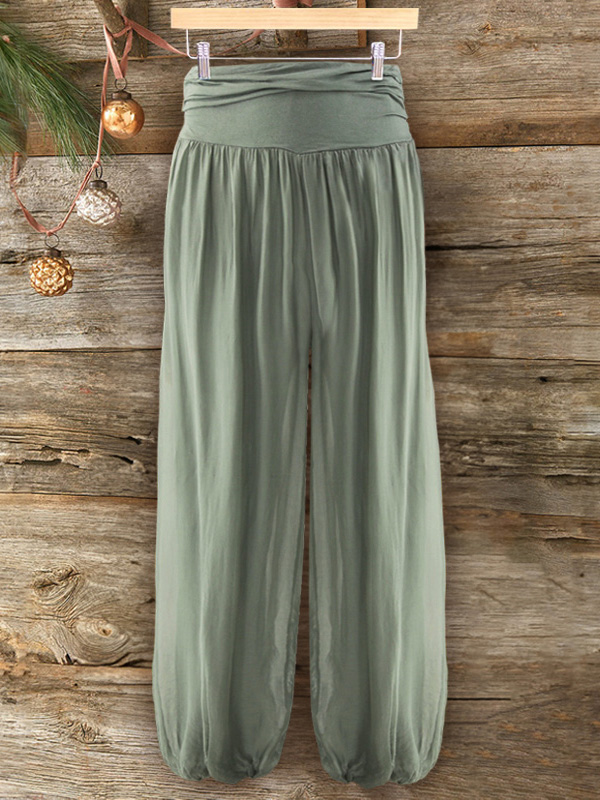 Resort Style Draped Ruched Maxi Pants