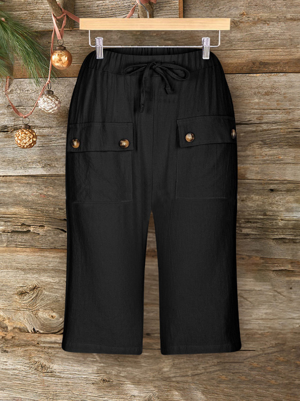 Holiday Drawstring Waist Front Pocket Shorts