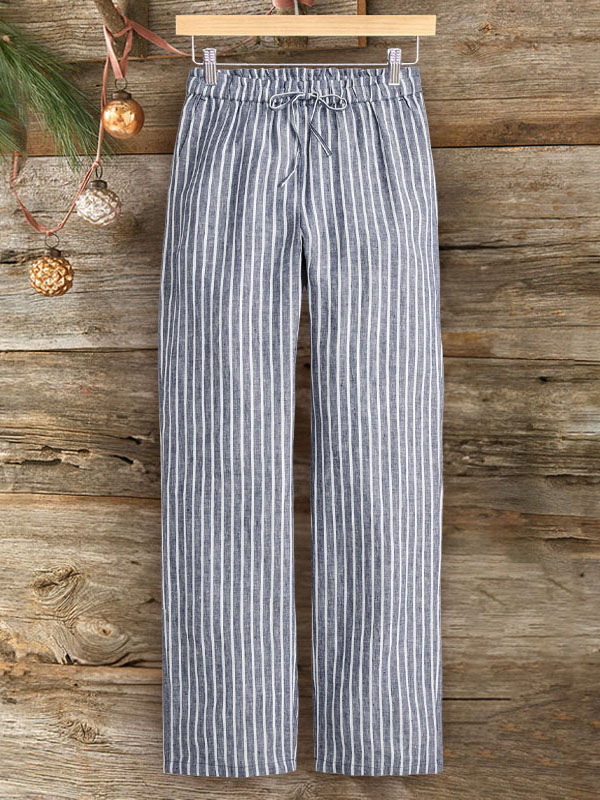 Pant In Striped Linen