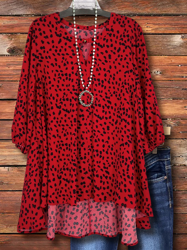 Red Leopard Print Ruched Dress