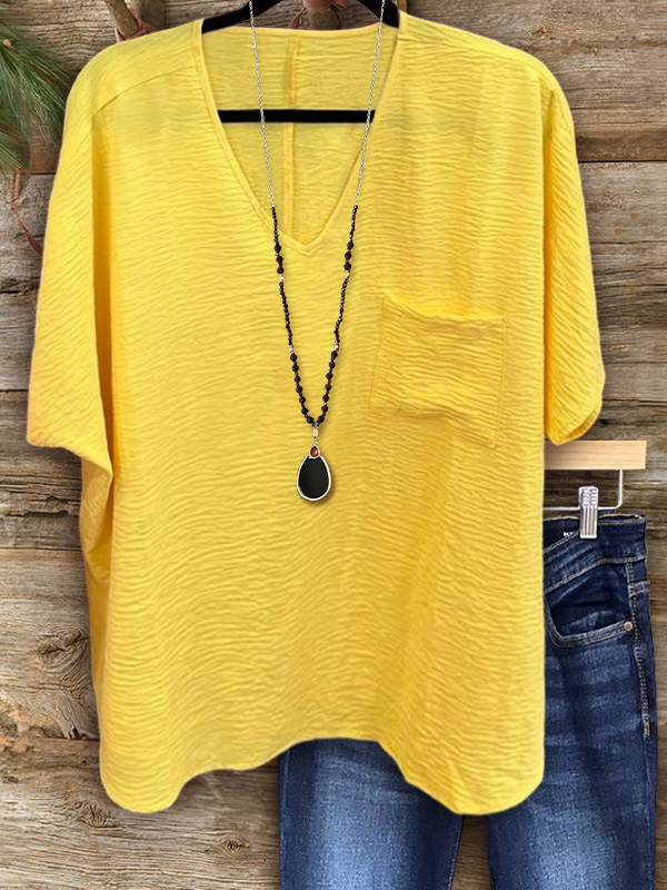 Yellow Pleated Textured Top