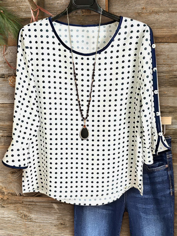 Polka Dot Print Cufflink Top