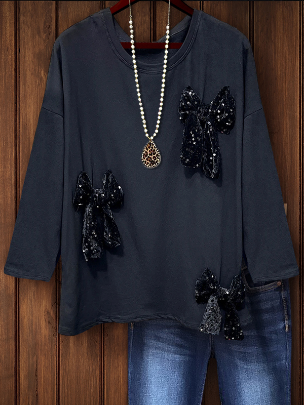 Women's top | Glamorous Sequin Bow Embellished Top |Website-shopcharmingrose