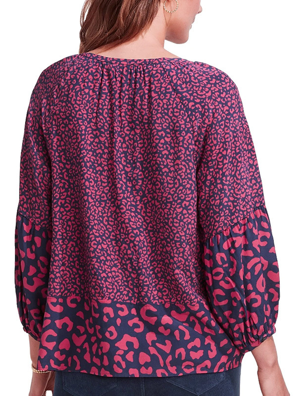 Retro Mixed Leopard Print Patchwork Top