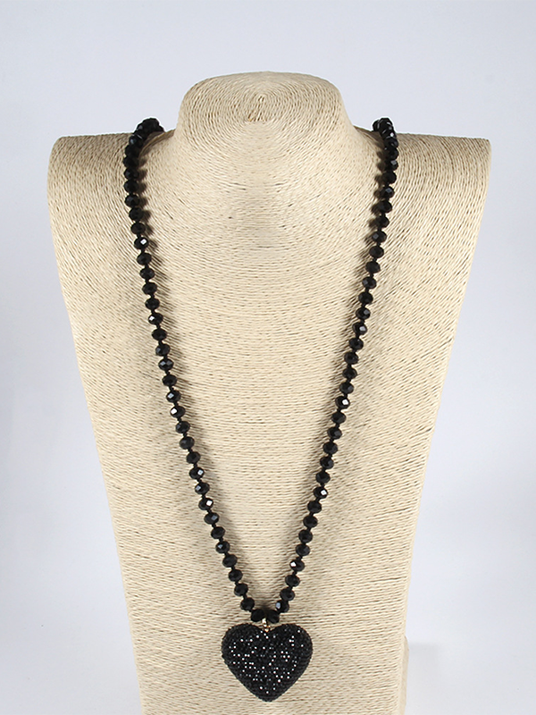 Festive Shiny Crystal Heart Beaded Necklace