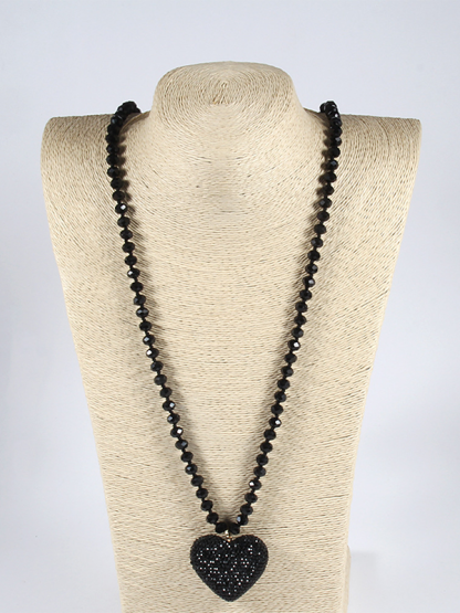 Festive Shiny Crystal Heart Beaded Necklace