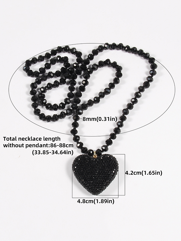 Festive Shiny Crystal Heart Beaded Necklace