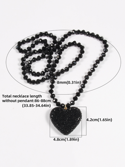 Festive Shiny Crystal Heart Beaded Necklace