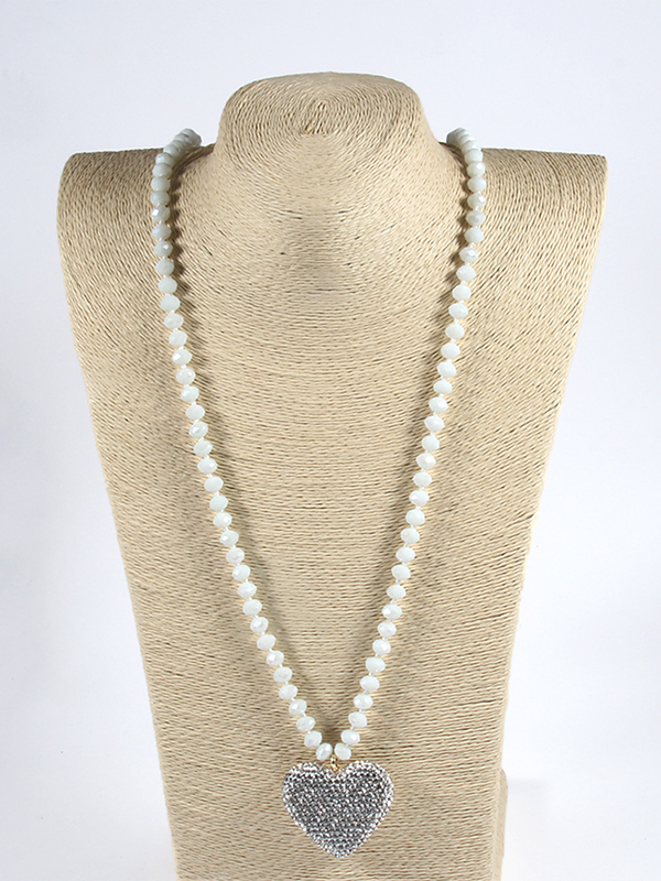 Women's Necklace | Festive Shiny Crystal Heart Beaded Necklace | Website-shopcharmingrose