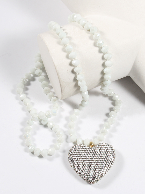 Festive Shiny Crystal Heart Beaded Necklace