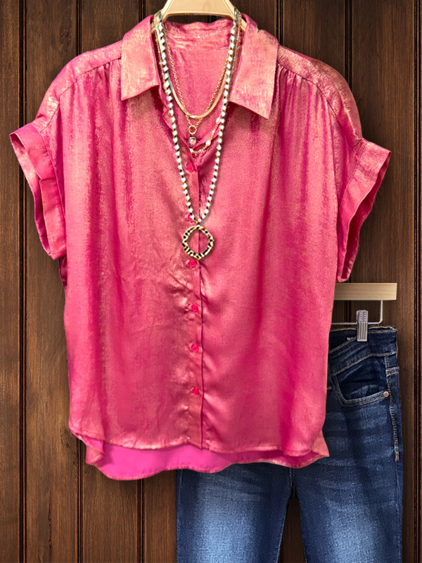 Gloss Bat Sleeve Shirt In Rose