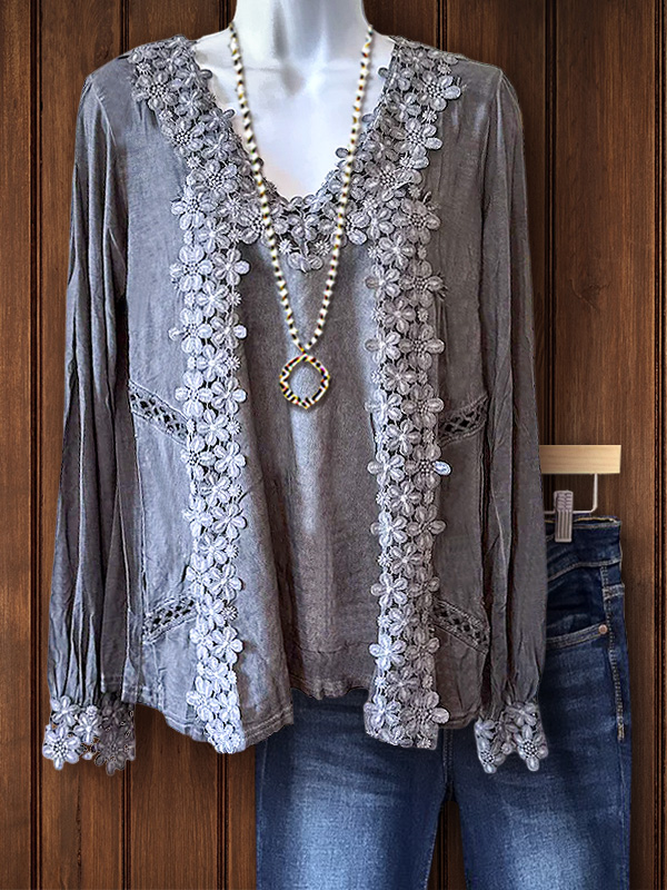 Elegant Floral Lace Patchwork Top