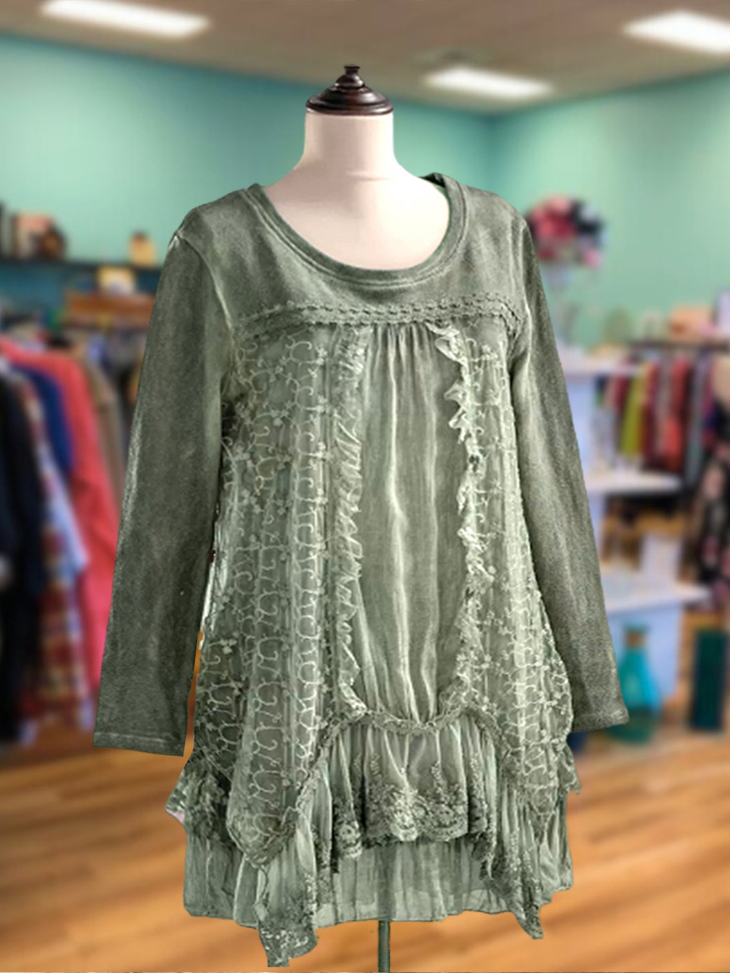 Vintage Lace Patchwork Ruffle Top