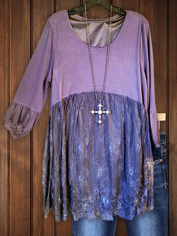 Glamorous Lace Hem Long Top