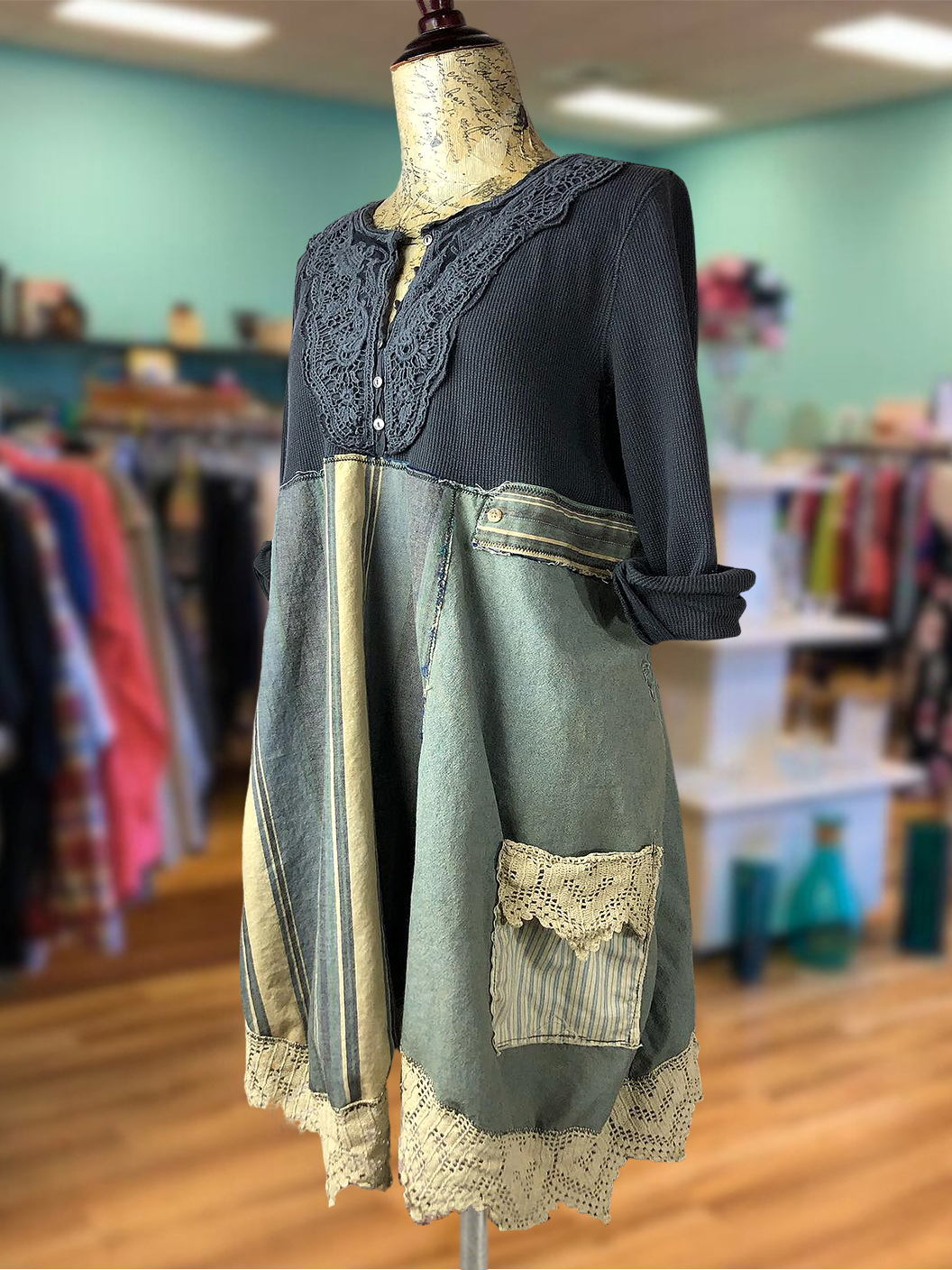 Vintage Lace Patchwork Long Top