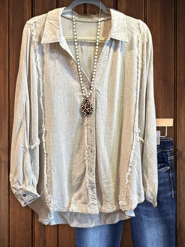 Classic Cotton Linen Raw Edge Top