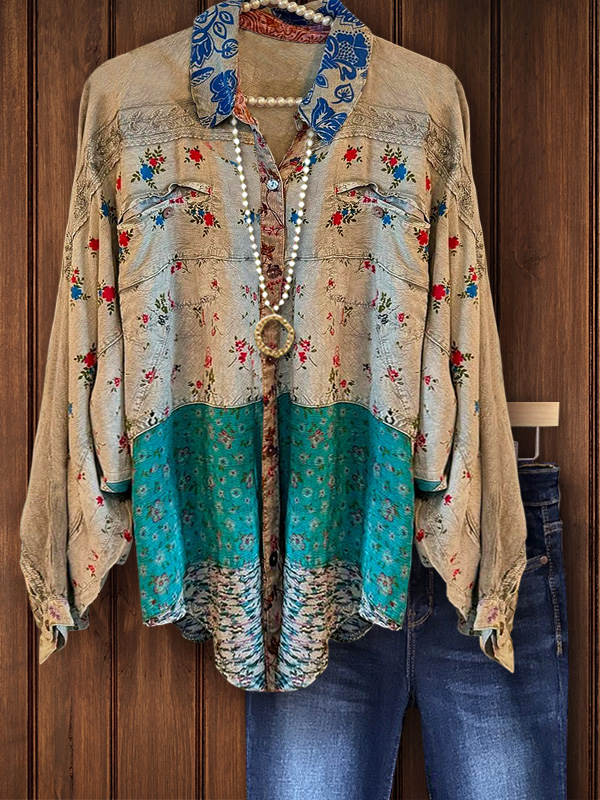 Vintage Mixed Floral Patchwork Shirt