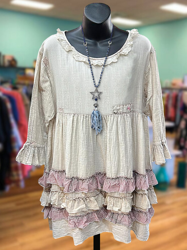 Casual Textured Ruffle Hem Top
