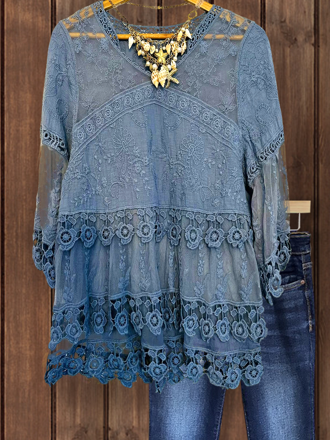 Elegant Lace Patchwork V-Neck Top