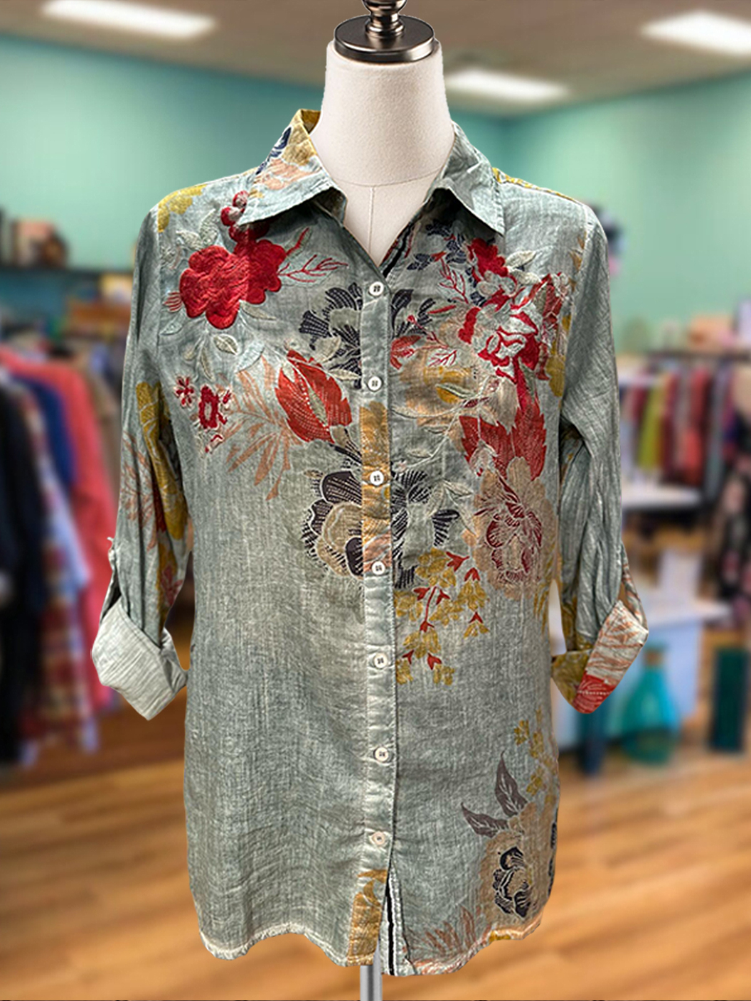 Vintage Cotton Linen Floral Top