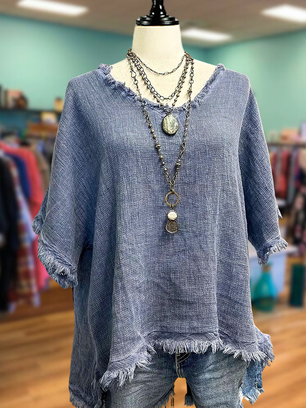 Casual Cotton Linen Batwing Sleeve Top