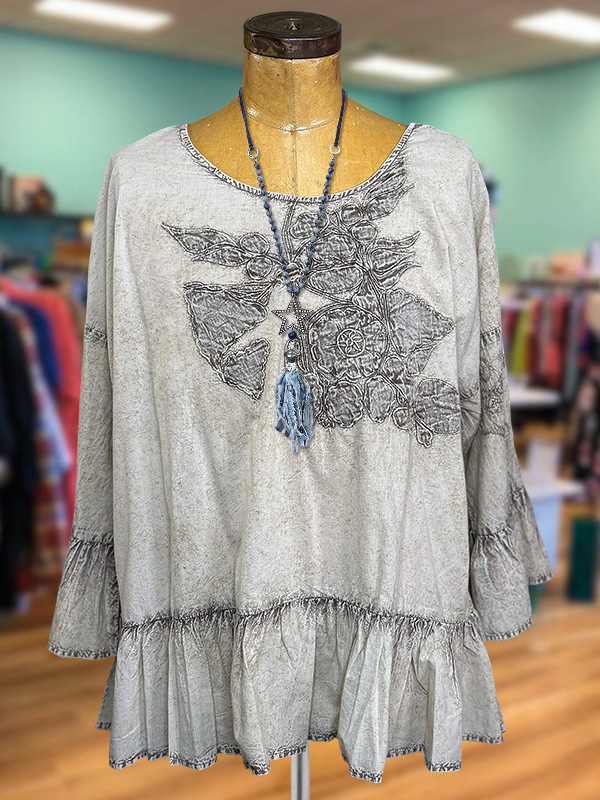 Vintage Applique Double Ruffle Top