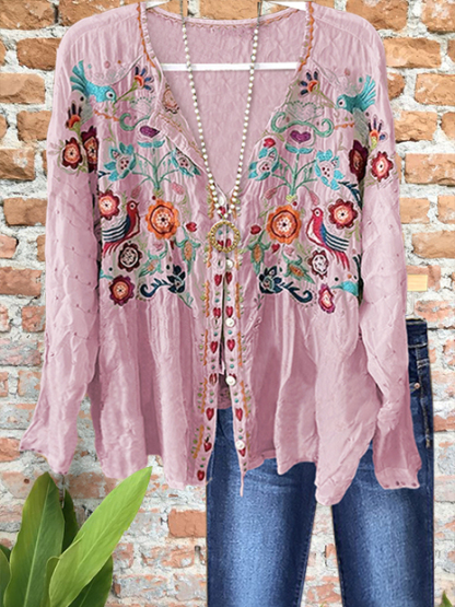 Romantic Garden Print Button-Down Shirt