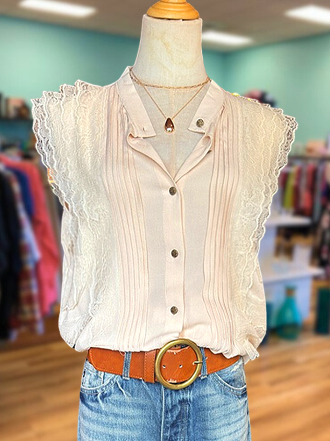 Women's top | Casual Elegant Lace Pleated Top |Website-shopcharmingrose