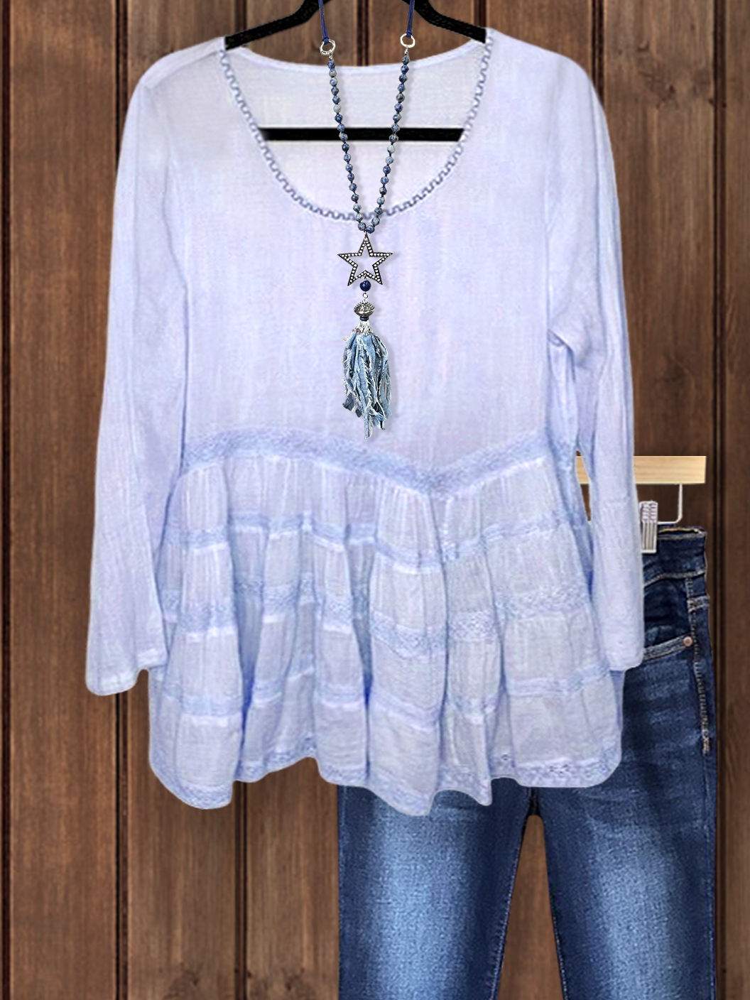Elegant Lace Ruffle Hem Top