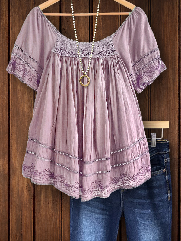 Vintage Holiday Lace Patchwork Top