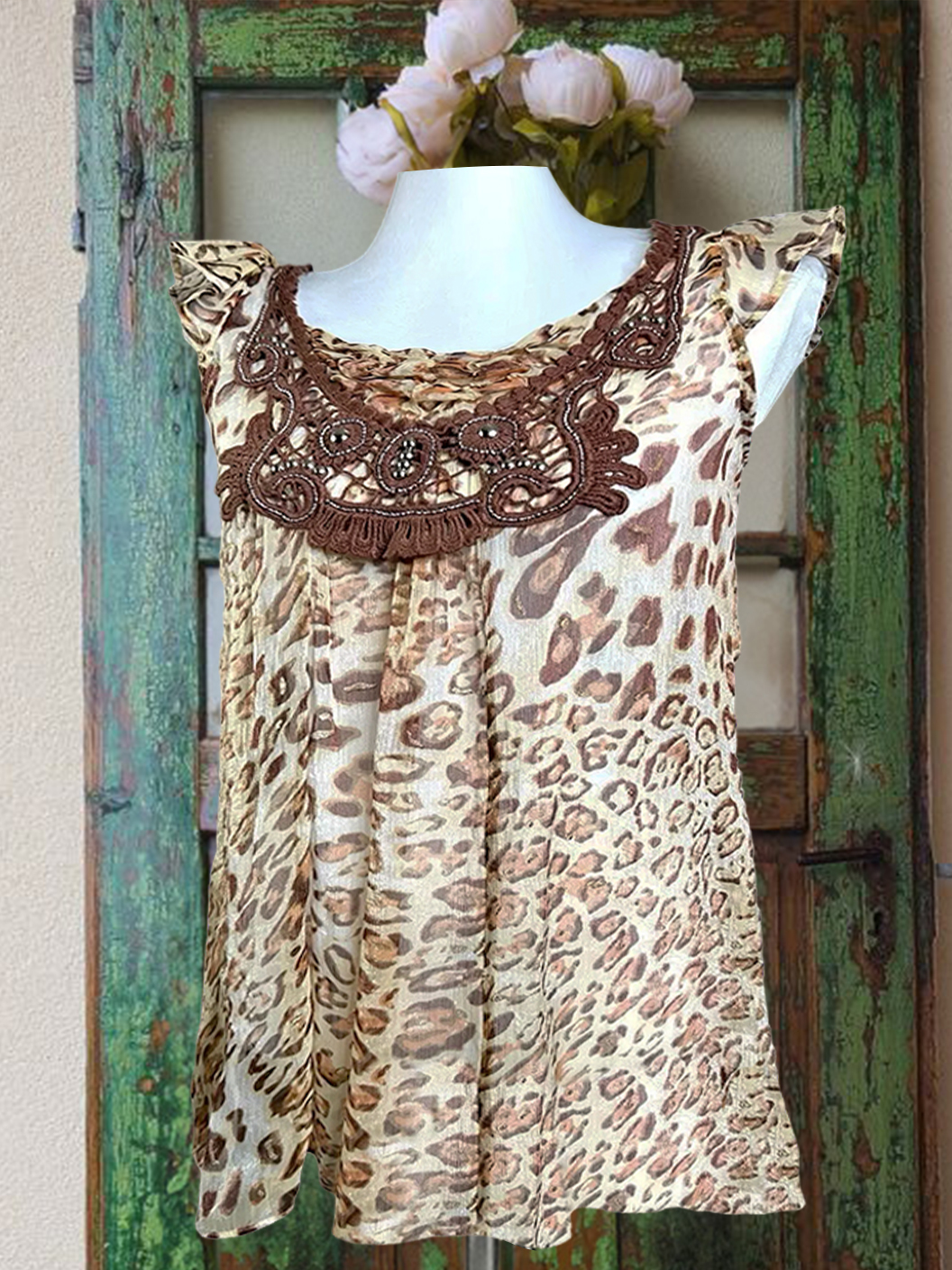 Women's top | Bohemian Holiday Leopard Print Top |Website-shopcharmingrose