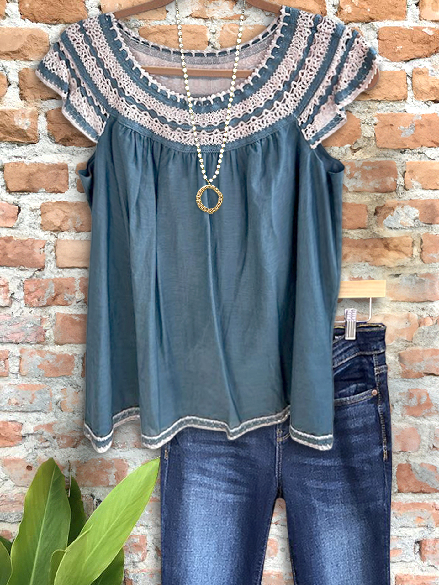 Women's top | Vintage Crochet Patchwork Ruffled Top |Website-shopcharmingrose