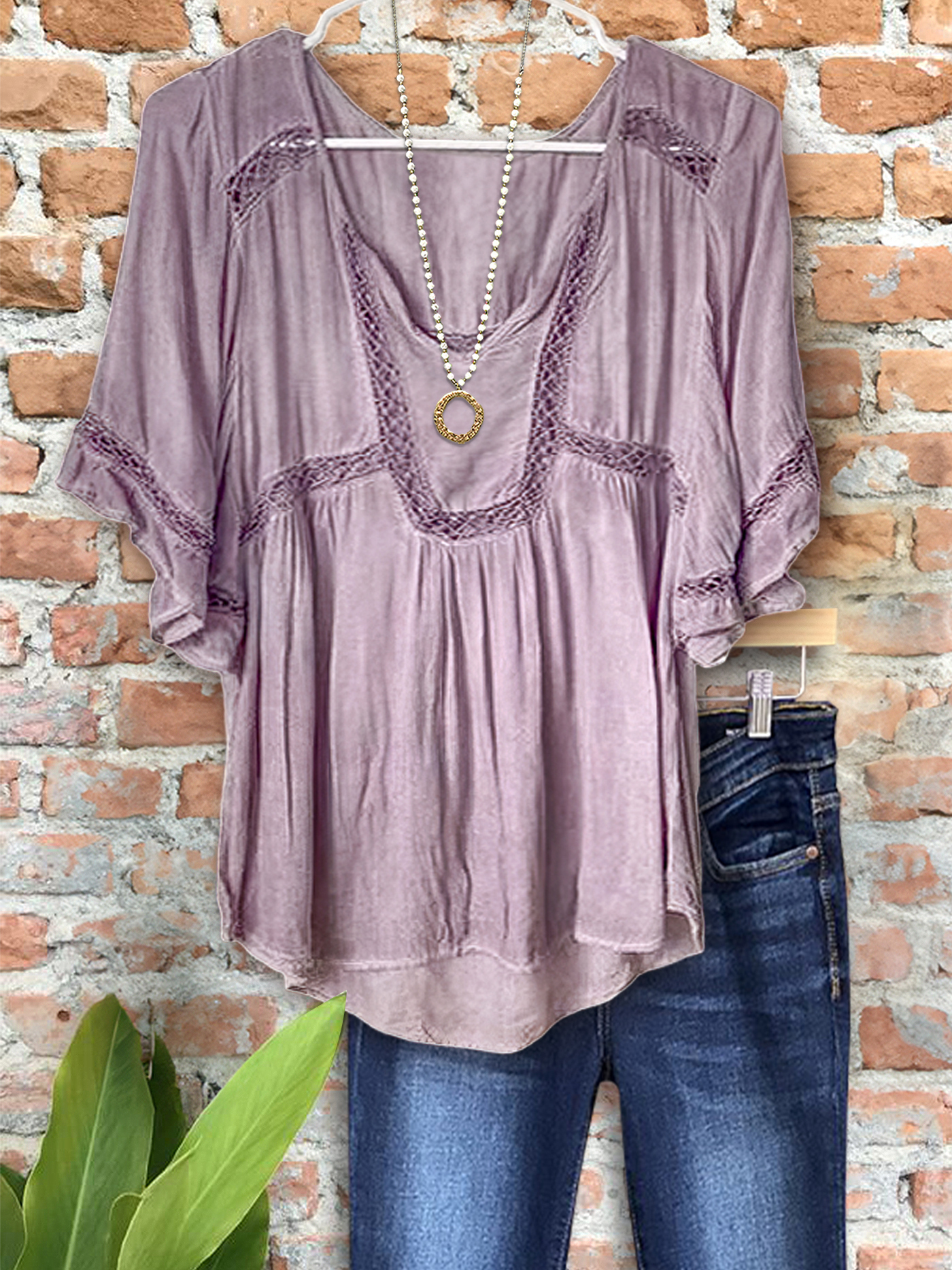 Women's top | Vintage Casual Lace Patchwork Top |Website-shopcharmingrose