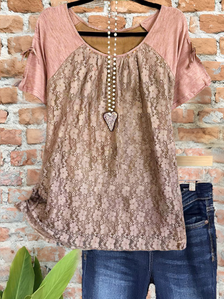 Women's top | Cozy Vintage Lace Patchwork Top |Website-shopcharmingrose