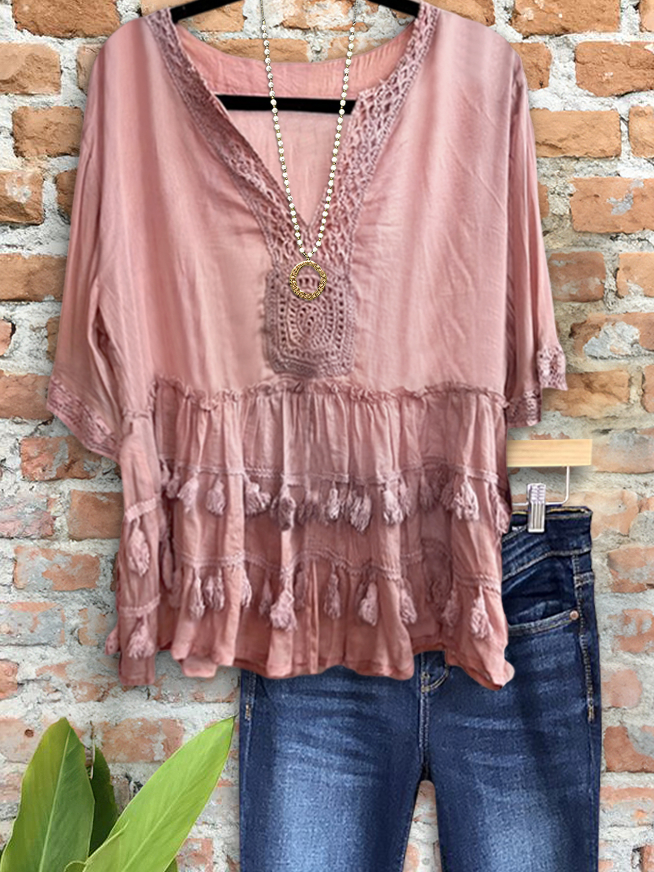 Women's top | Vintage Holiday Top With Fringe Detail |Website-shopcharmingrose