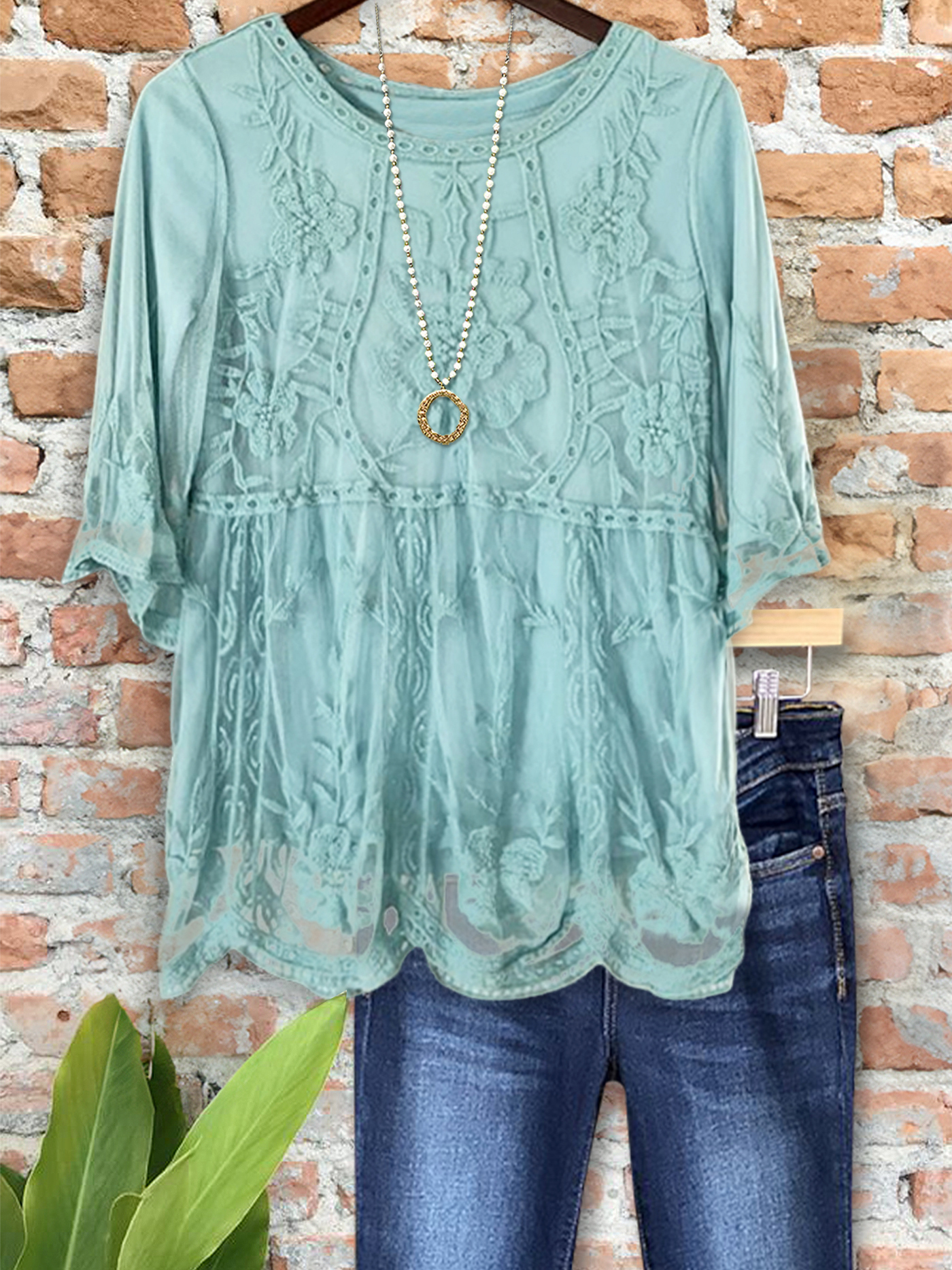 Women's top | Elegant Flowing Jacquard Short-Sleeved Top |Website-shopcharmingrose