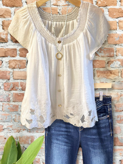 Elegant Textured Jacquard Hem Top