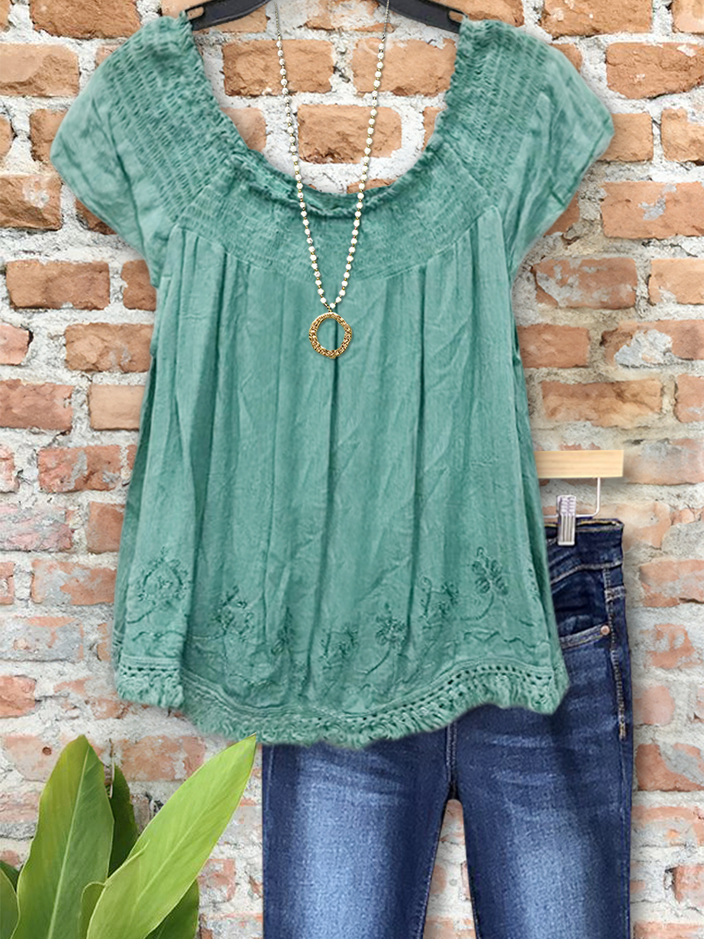 Women's top | Holiday Embroidered Fringe Hem Top |Website-shopcharmingrose