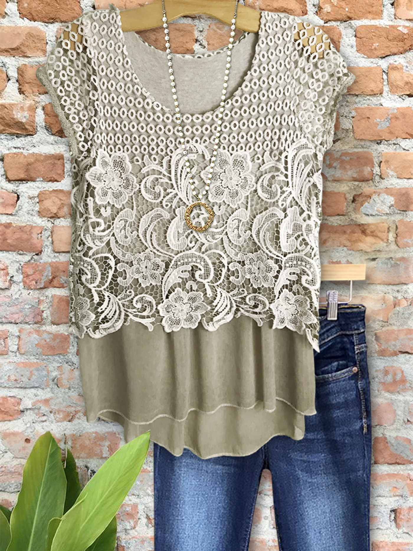 Women's top | Romantic Jacquard Lace Short Sleeve Top |Website-shopcharmingrose