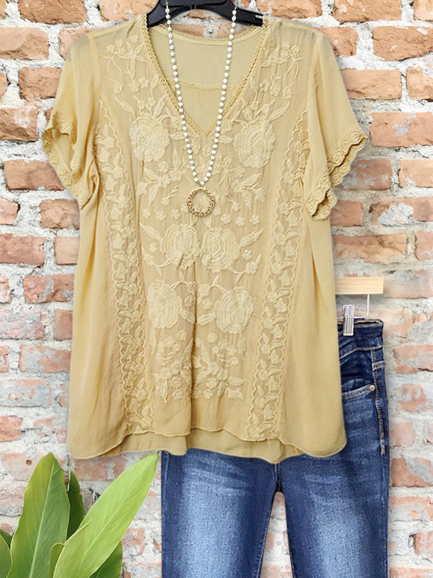 Women's top | Casual Romantic Floral Embroidered Top |Website-shopcharmingrose