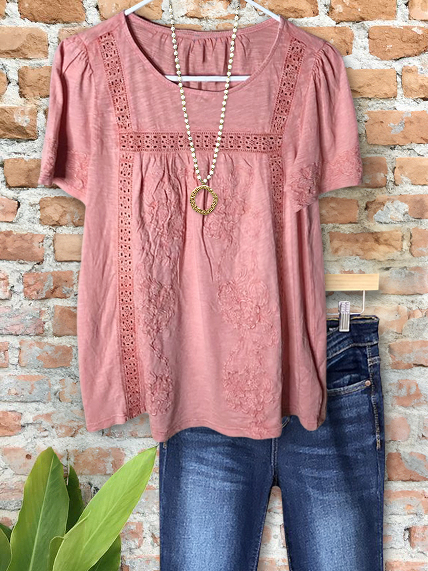 Women's top | Vintage Embroidered Lace Patchwork Top |Website-shopcharmingrose